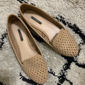 Tan slip-on flats